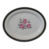 Plat de service vintage rose avec bordure noire Barratts Delphatic China