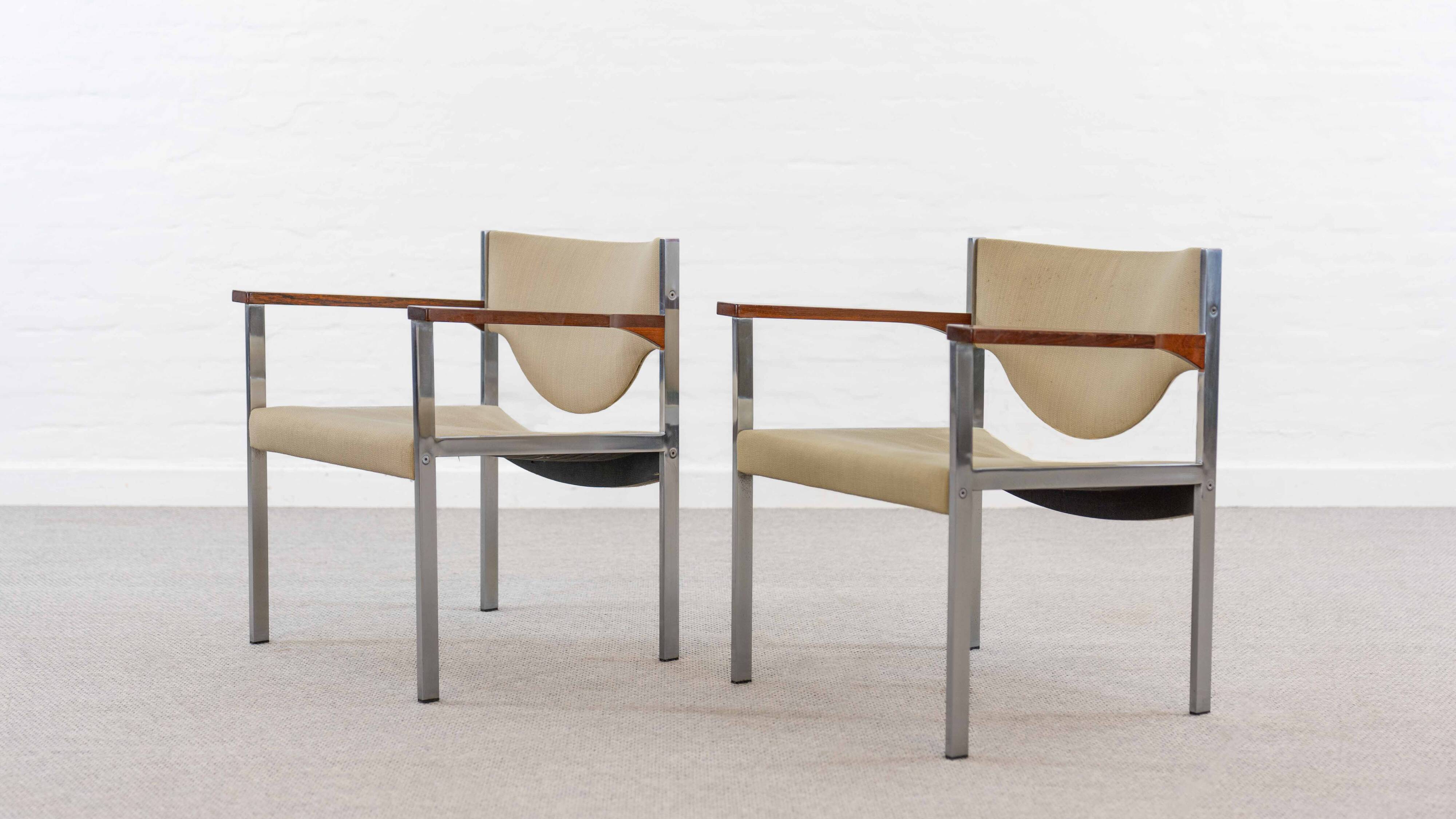Pair club chairs, model 206 by lübke, 60s
