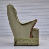 1960s, Scandinavian design, armchair in original condition, furniture velour, beech wood legs.