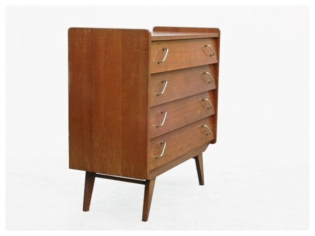 Vintage 1960s chest of drawers with compass feet