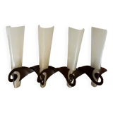 Set of 4 glass wall lights