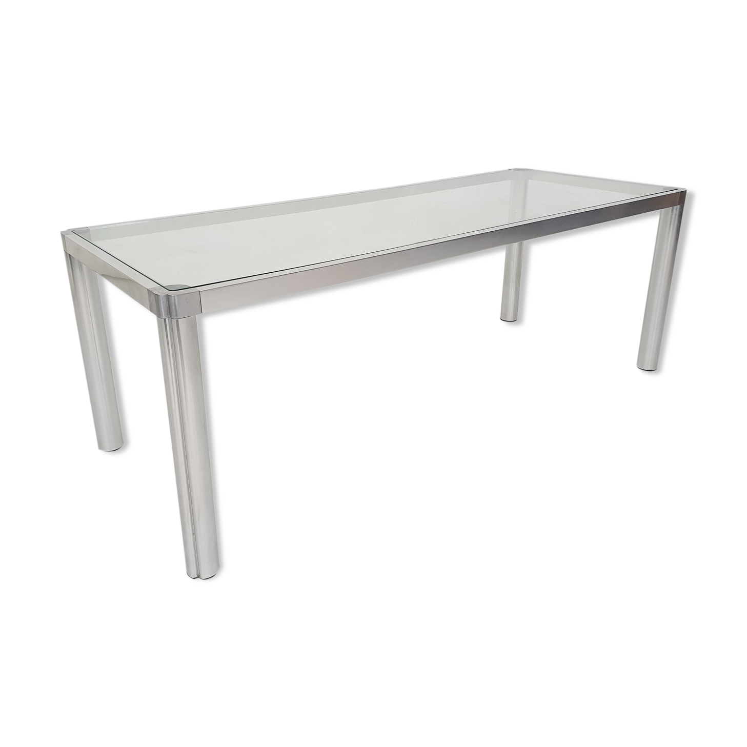 Glass and aluminum dining table by kho liang ie, the netherlands 1974