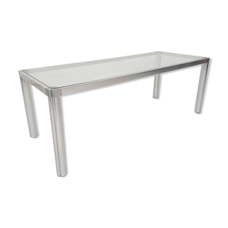 Glass and aluminum dining table by kho liang ie, the netherlands 1974