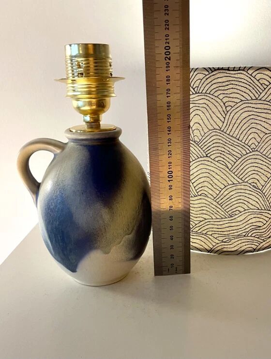 Small wireless West German pottery vase lamp with Japanese shade.