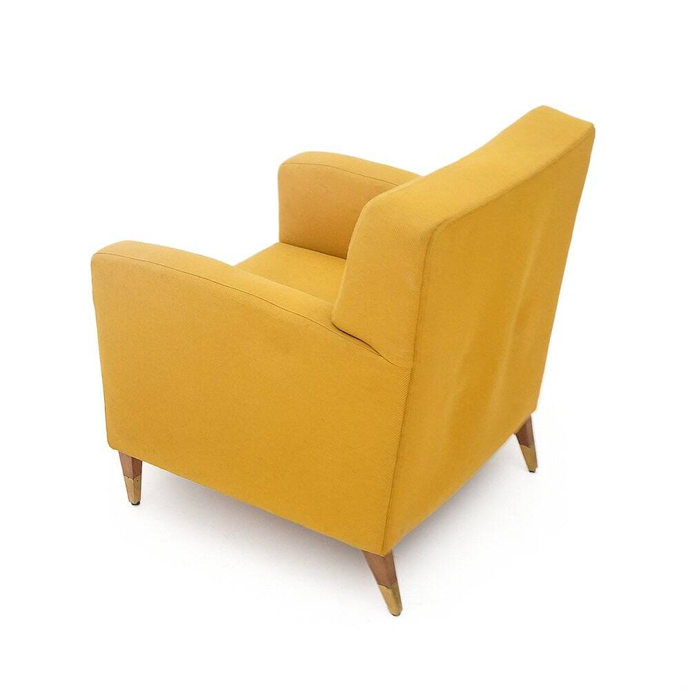 Yellow fabric armchairs, 1950s, set of 2