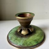 Scandinavian ART DECO candle holder in Bronze with verdigris patina