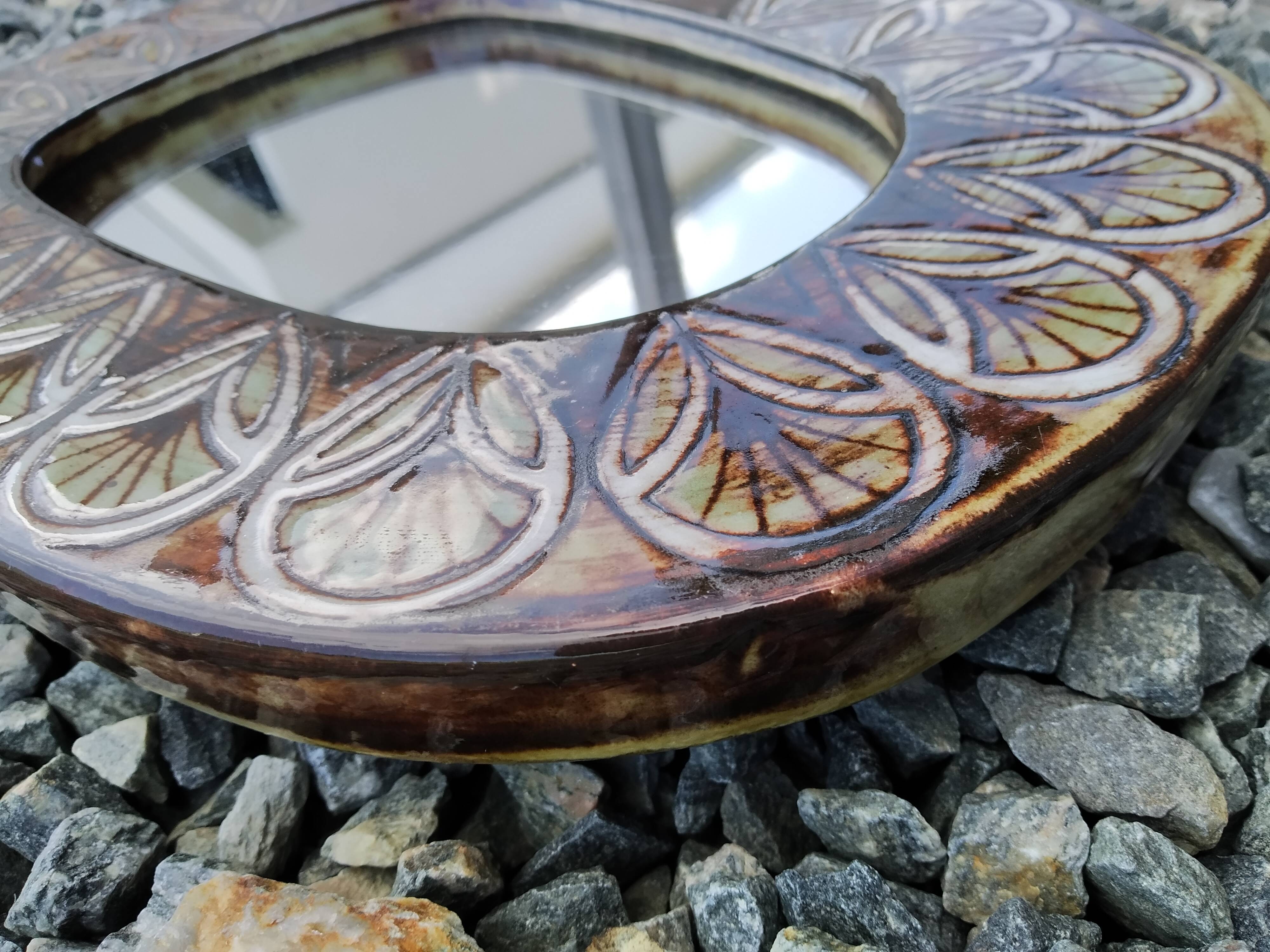 Mirror Jean Claude Malarmey ceramic Vallauris