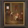 Antique Flemish interior scene painting from the 17th century