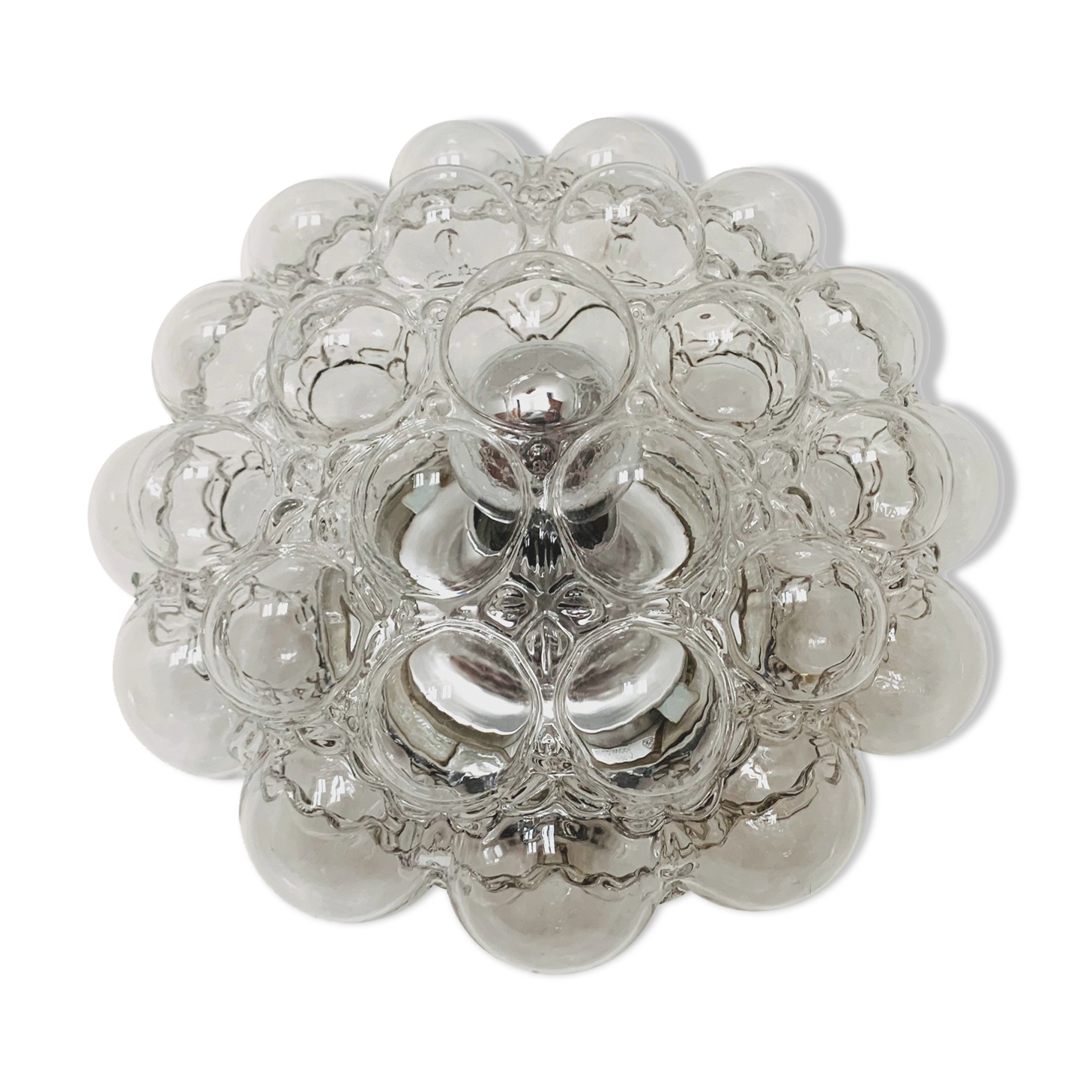Bubble glass wall lamp or flush light by Helena Tynell for Glashütte Limburg