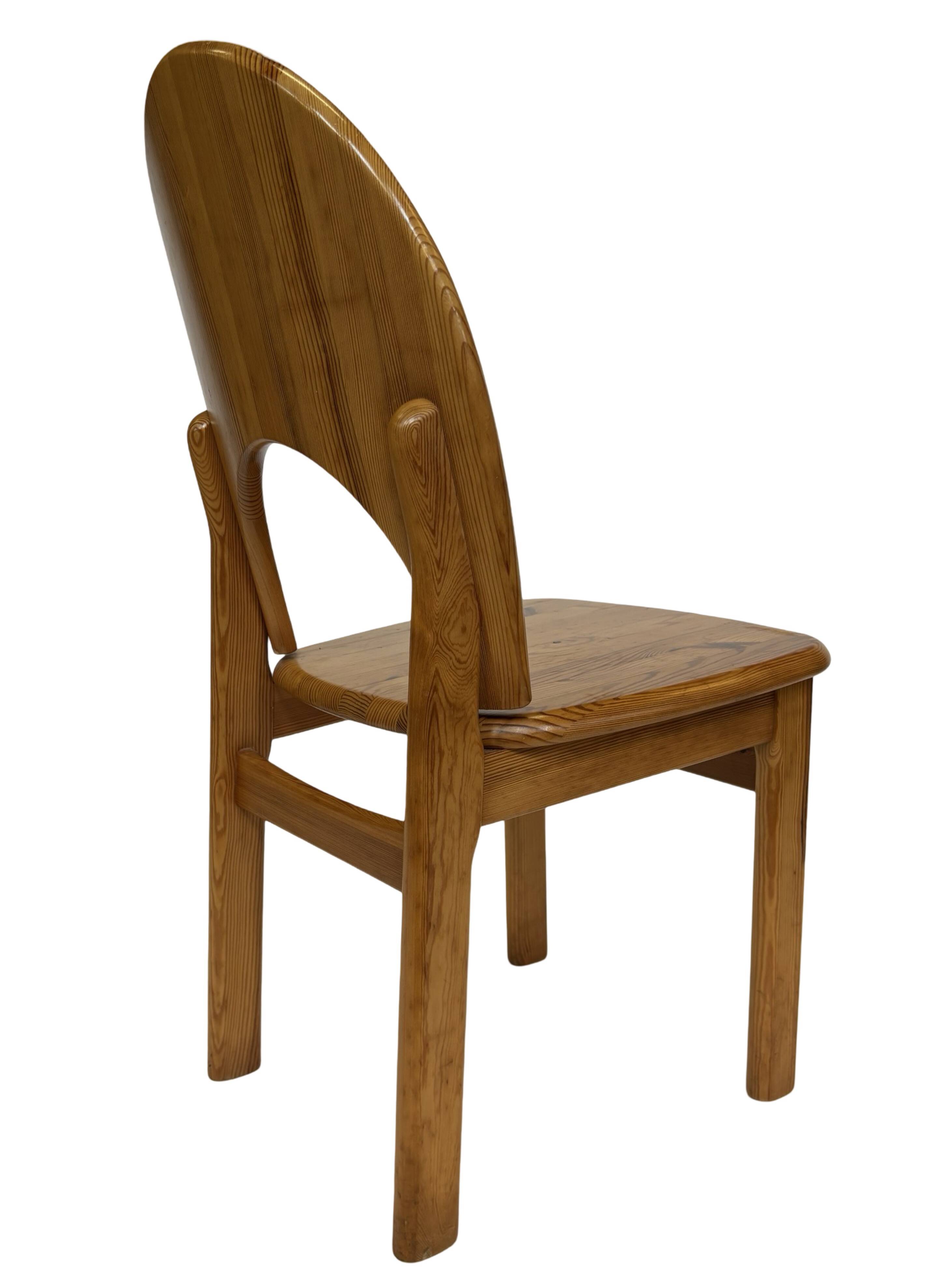 Vintage set of four pinewood chairs Rainer Daumiller minimalist design