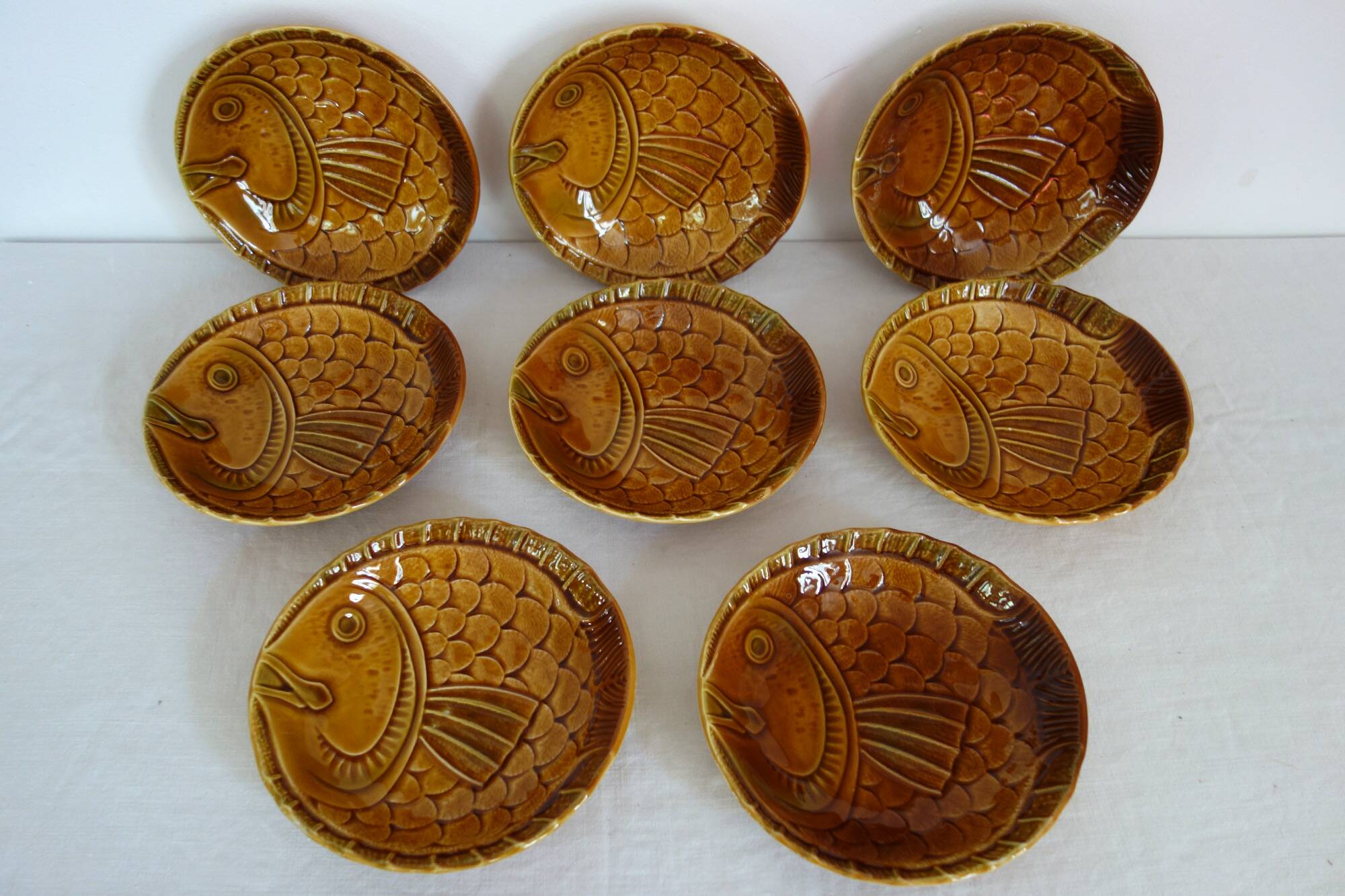 Fish service for 8 people, earthenware Sarreguemines.
