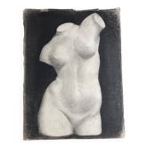 Neoclassical bust of Diana, academic charcoal drawing from the studio, 1925