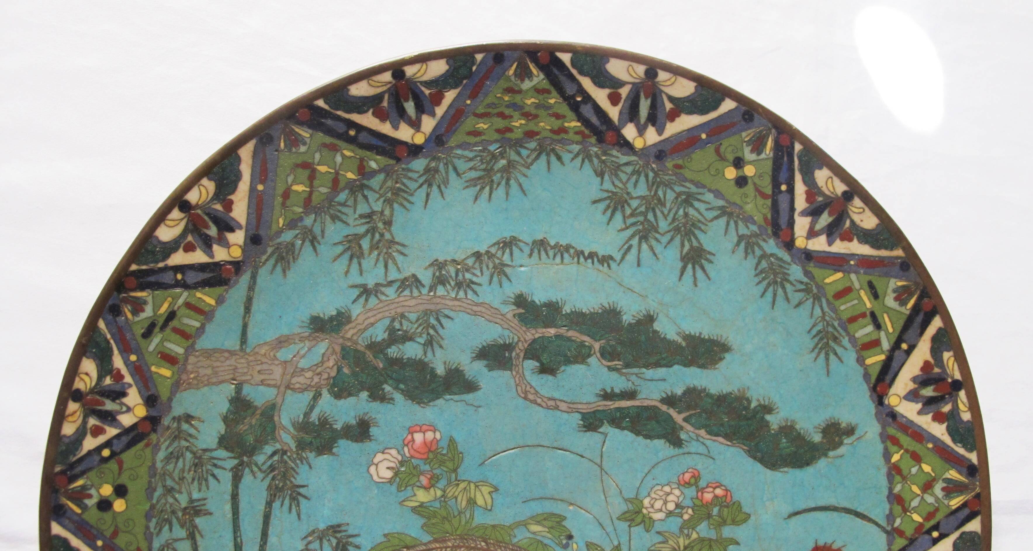 very large Chinese cloisonné enamel dish China 19th century