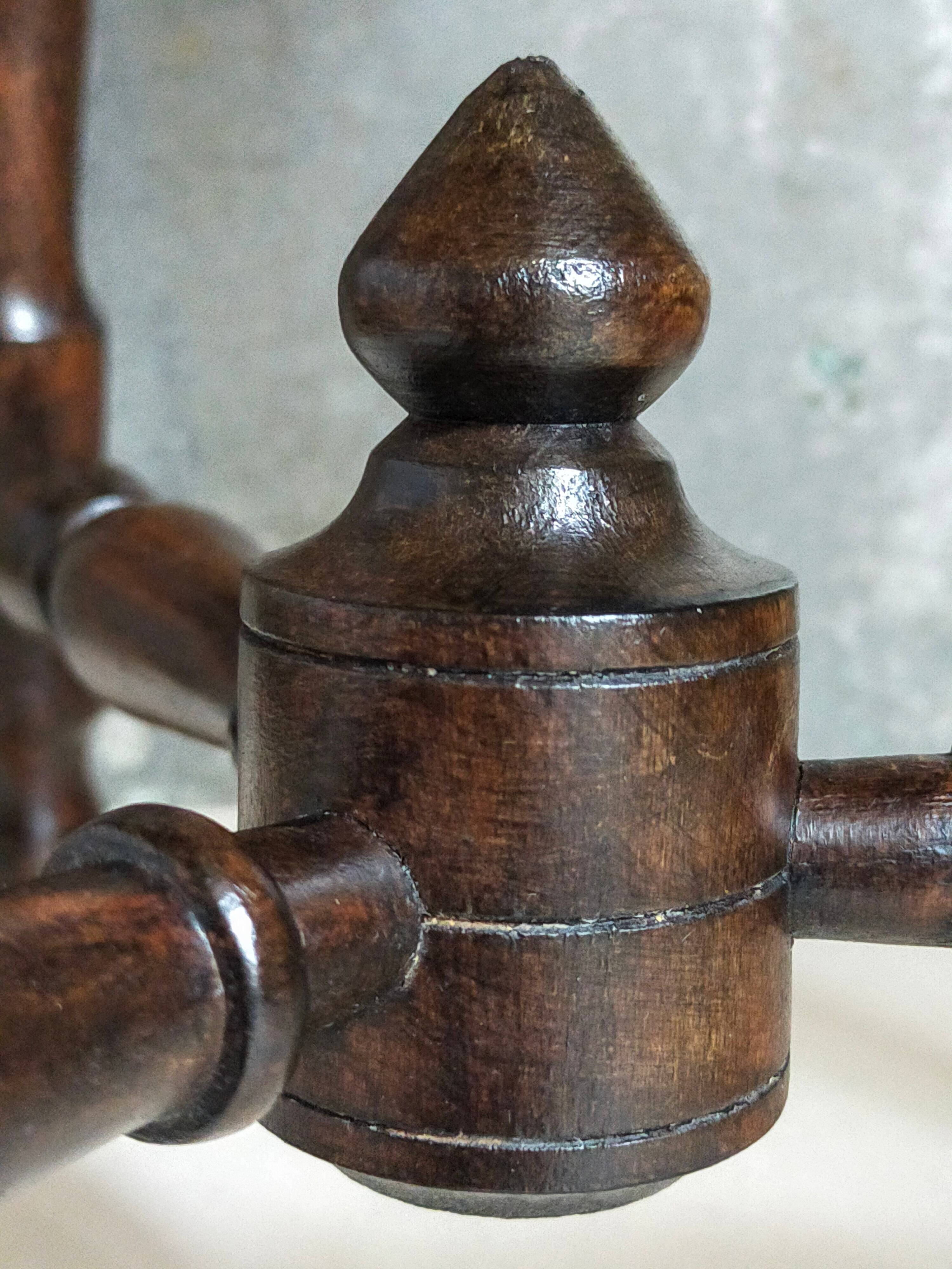 Vintage turned solid wood tripod stool