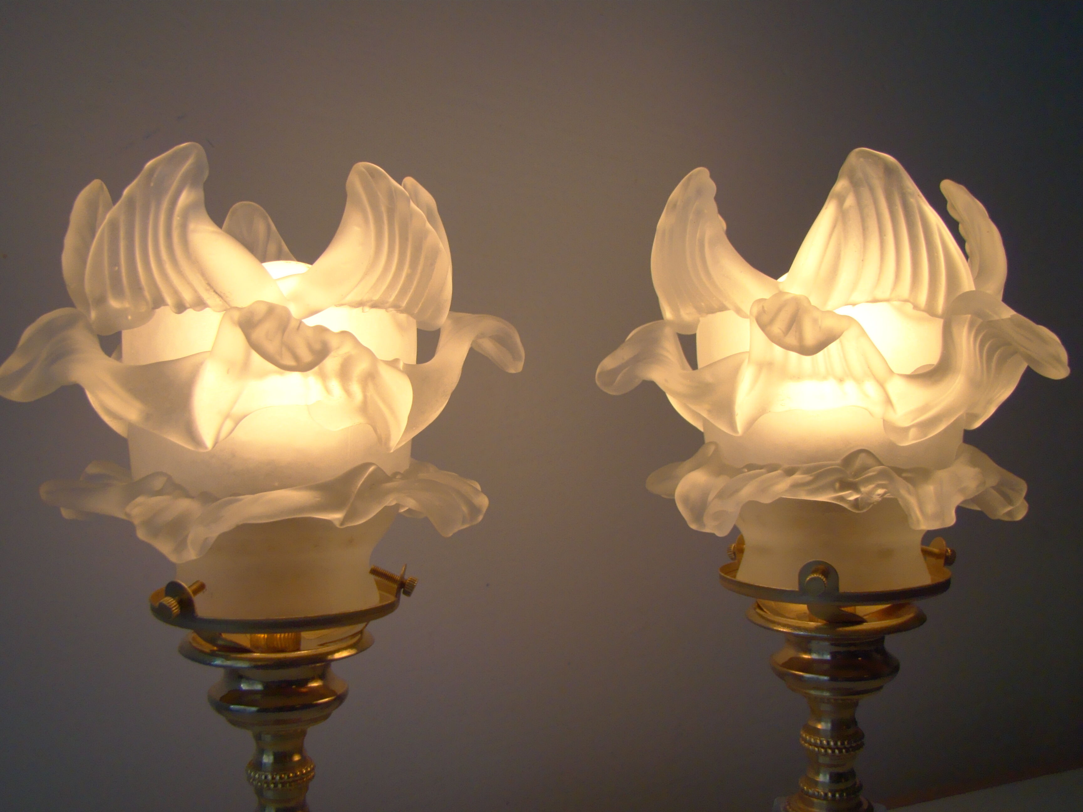Paire de lampes vintage dorées