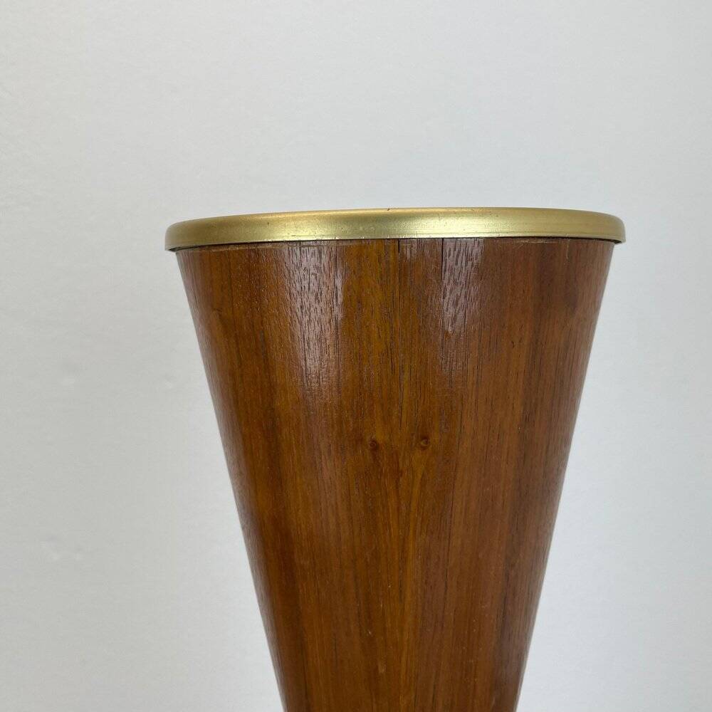 Minimalist diabolo plant stand in metal & walnut, Italy, 1950s