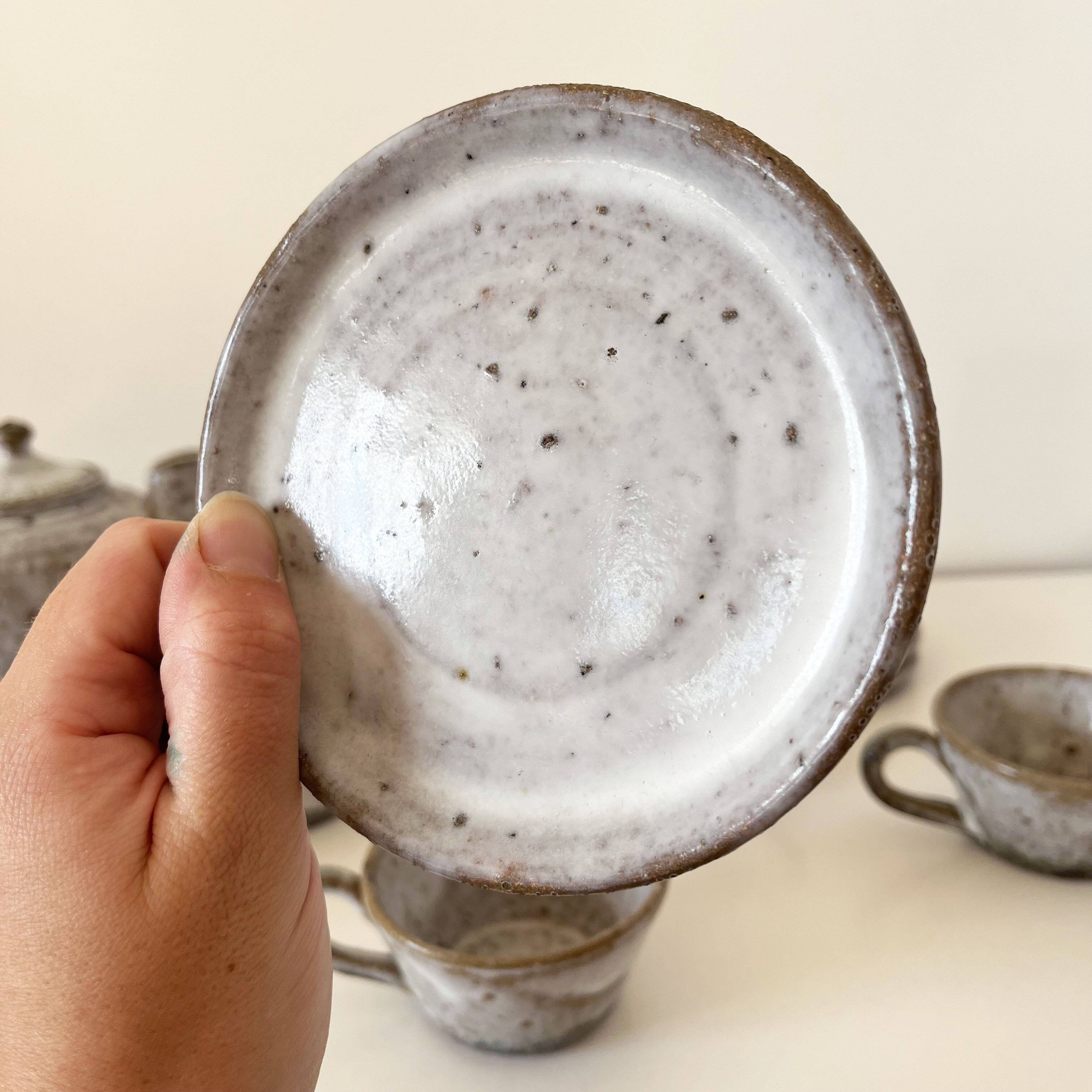 Service à café, tasses en grès émaillé vintage