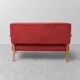 Vintage 2-seater sofa – in wood and red fabric, 1960s modernist