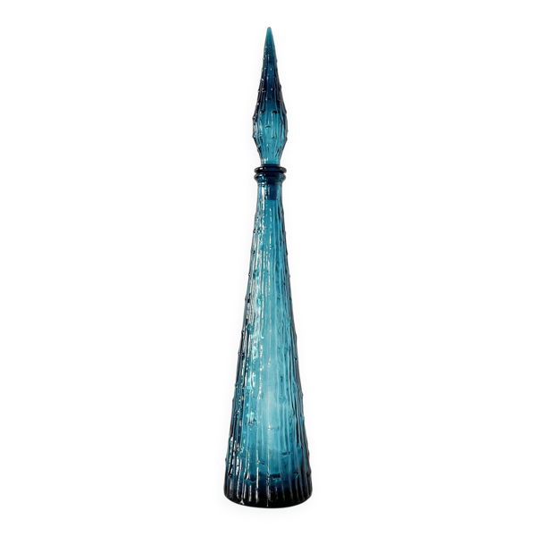 Carafe italienne Empoli en verre bleu, 1960