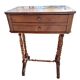 Console, side desk or dressing table in wood with marquetry top and 2 drawers