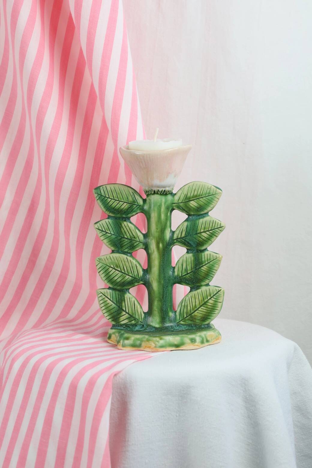 Ceramic candle holder / jewelry holder - Tulip model