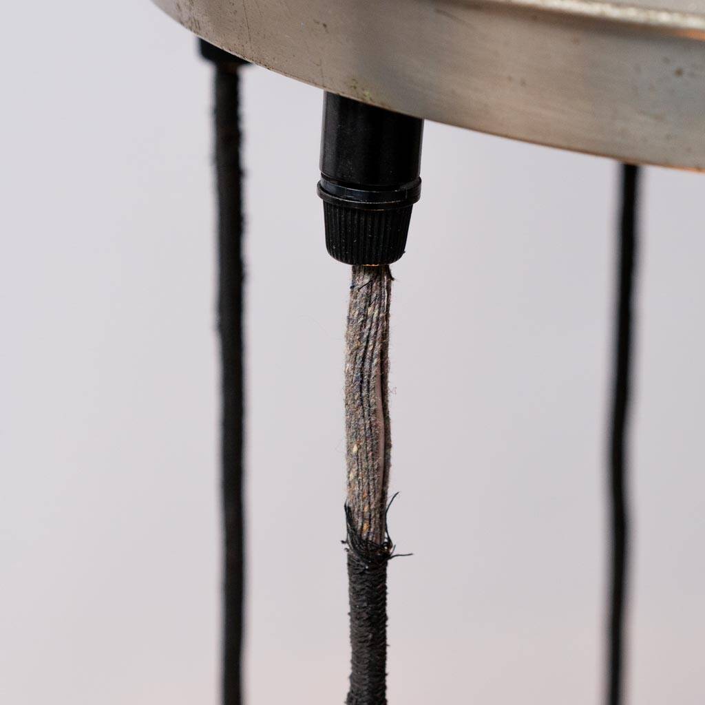 Chandelier 6 lights glass metal 1970s vintage modernism