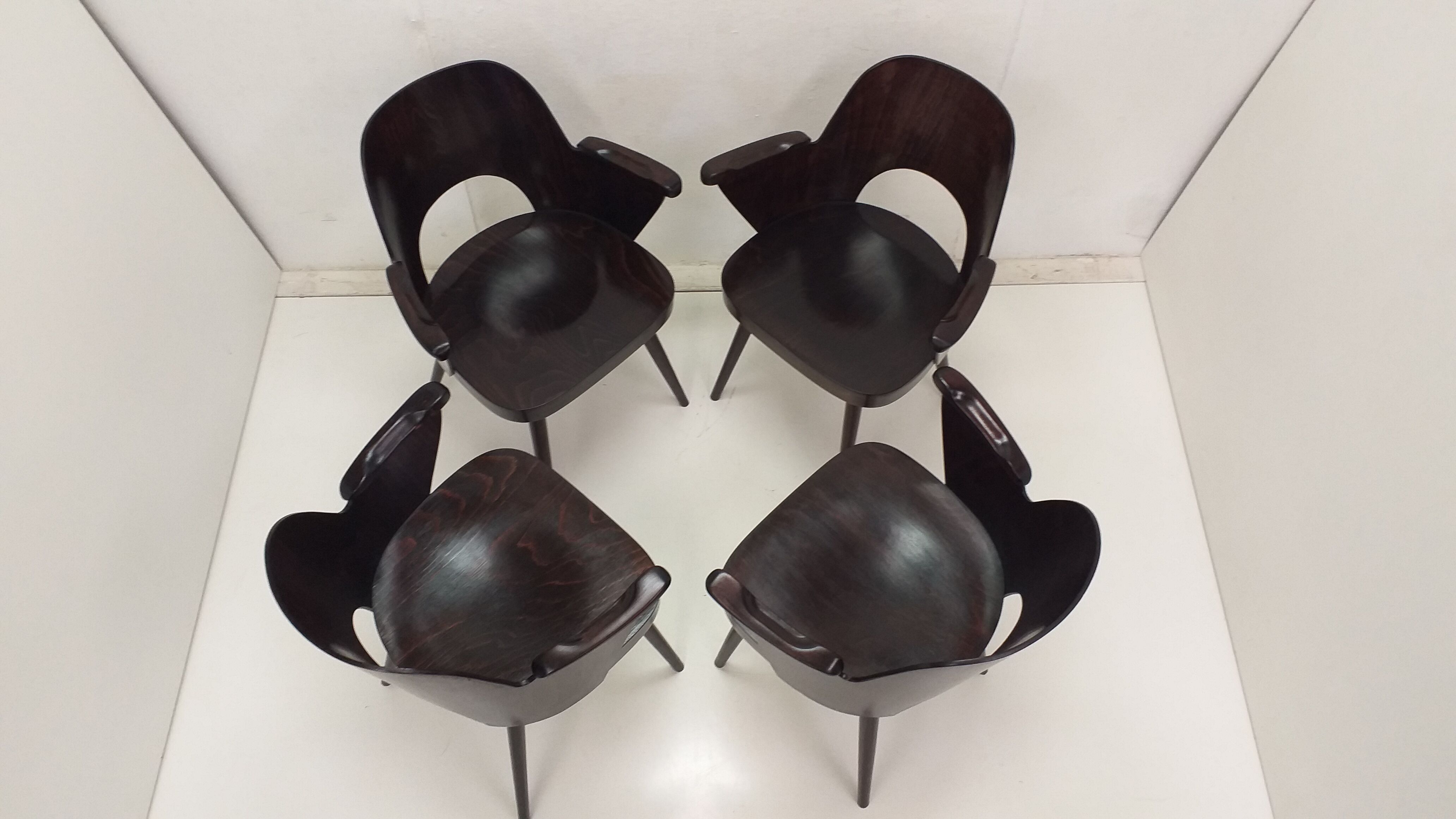 4 Oswald Haerdtl chairs for Ton, Czechoslovakia
