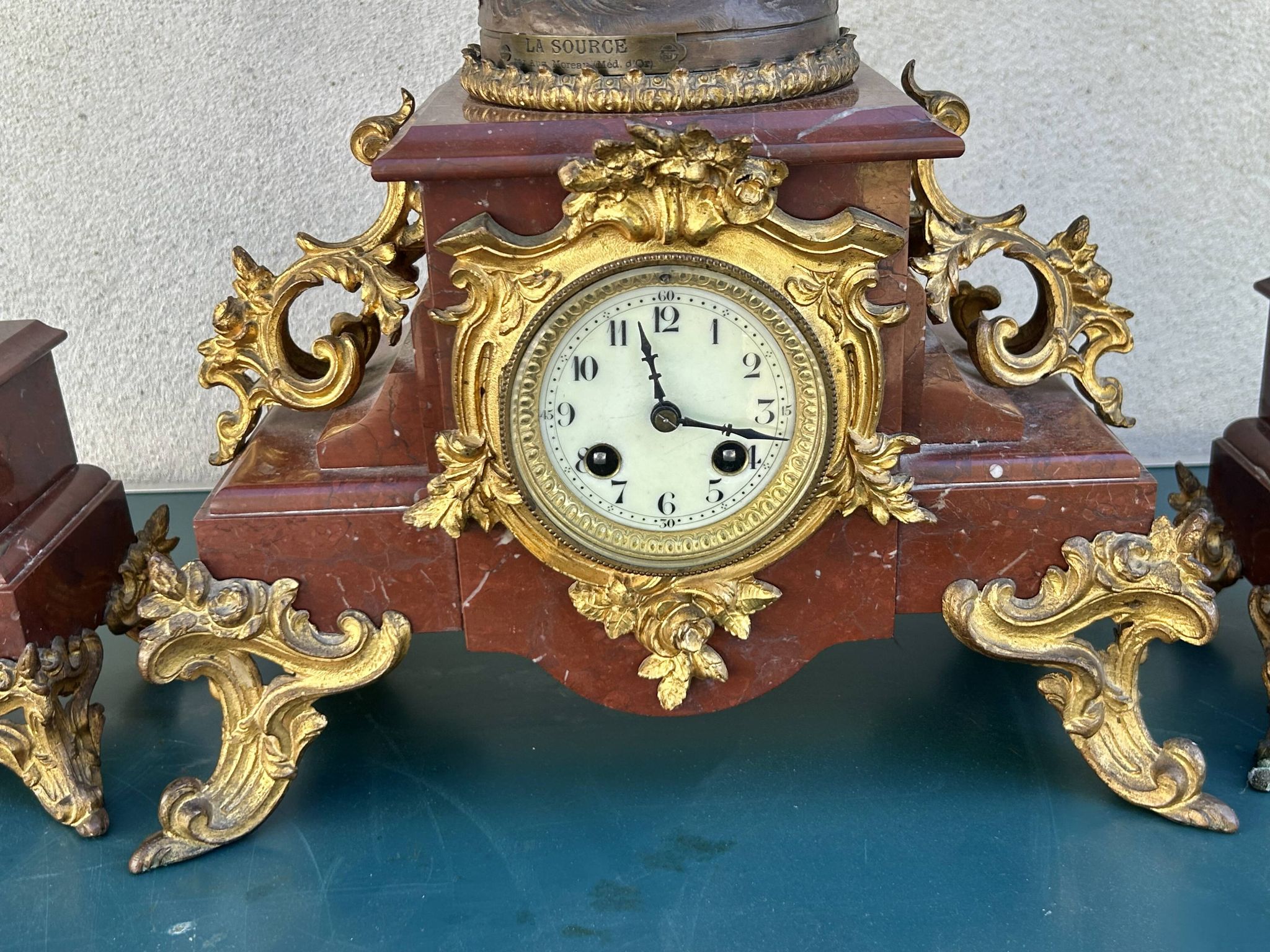 Napoleon III fireplace garniture in marble & regulus signed Auguste Moreau.