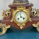 Garniture de cheminée Napoléon III marbre & régule signé Auguste. Moreau