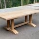 Grande table de monastère brutaliste en chêne massif 210x100cm 70s
