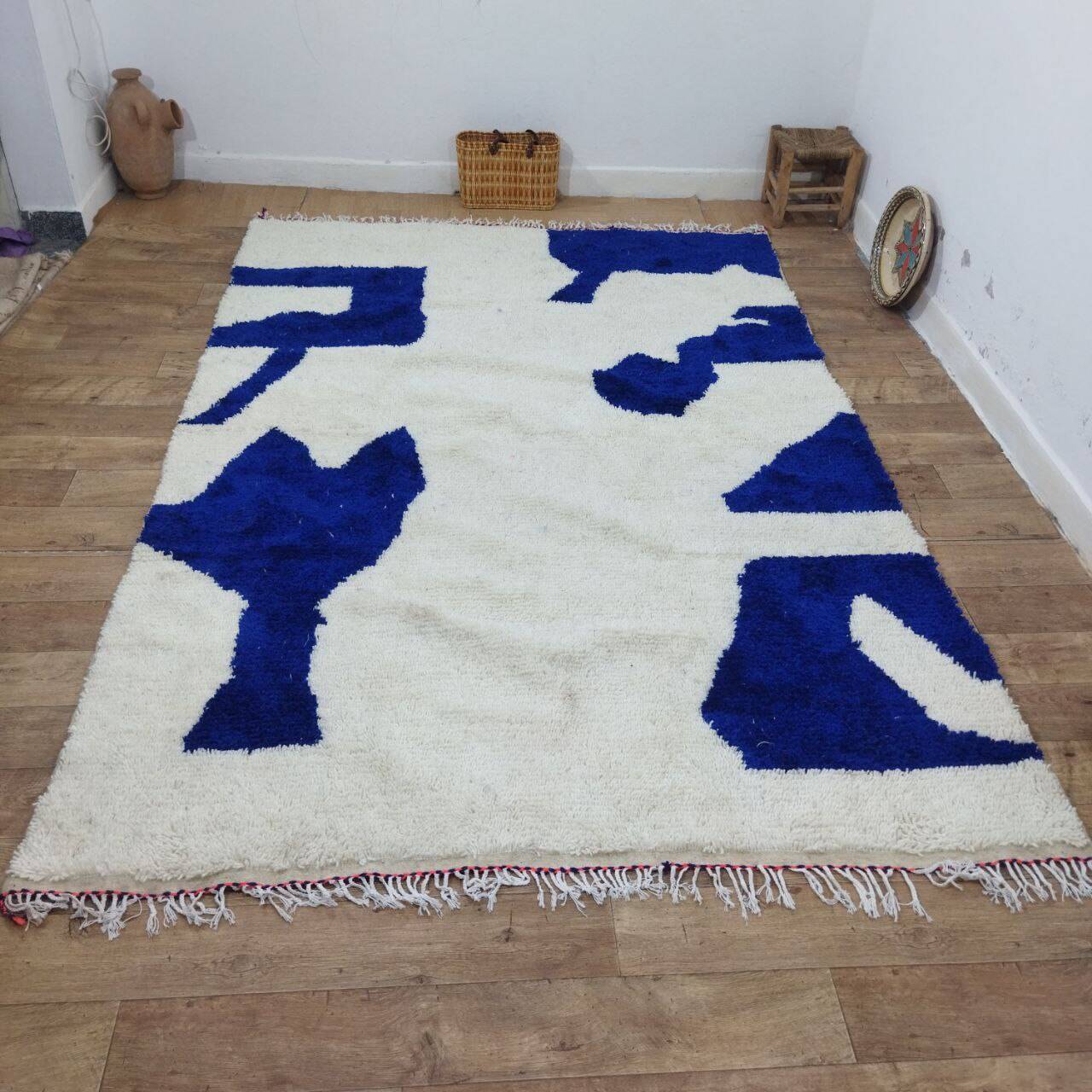 Azilal Vintage Rug 300x200 cm - Blue Abstract Patterns