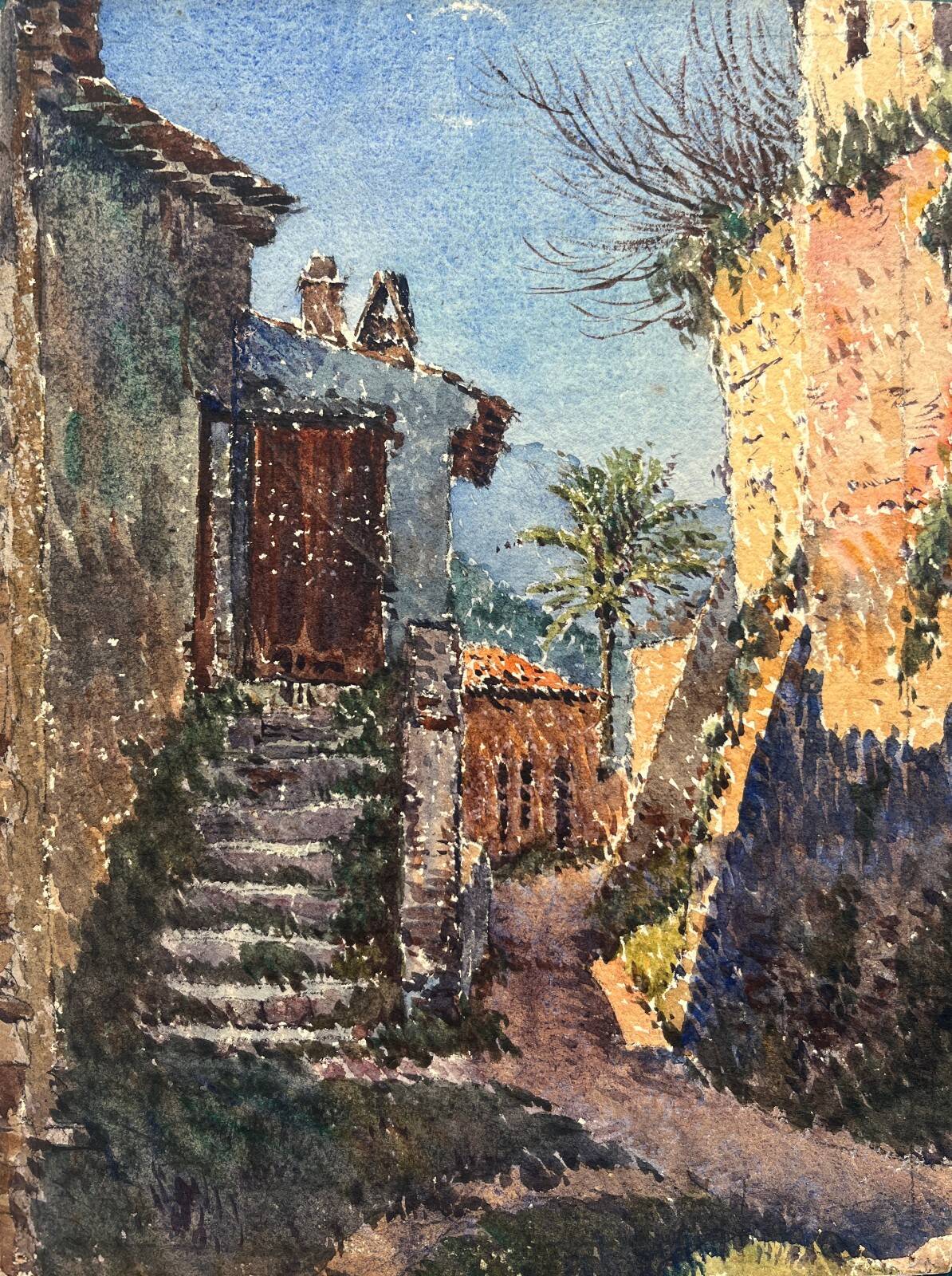 Watercolour Table Biface around 1910 by Paul Monnier (1893-1962)