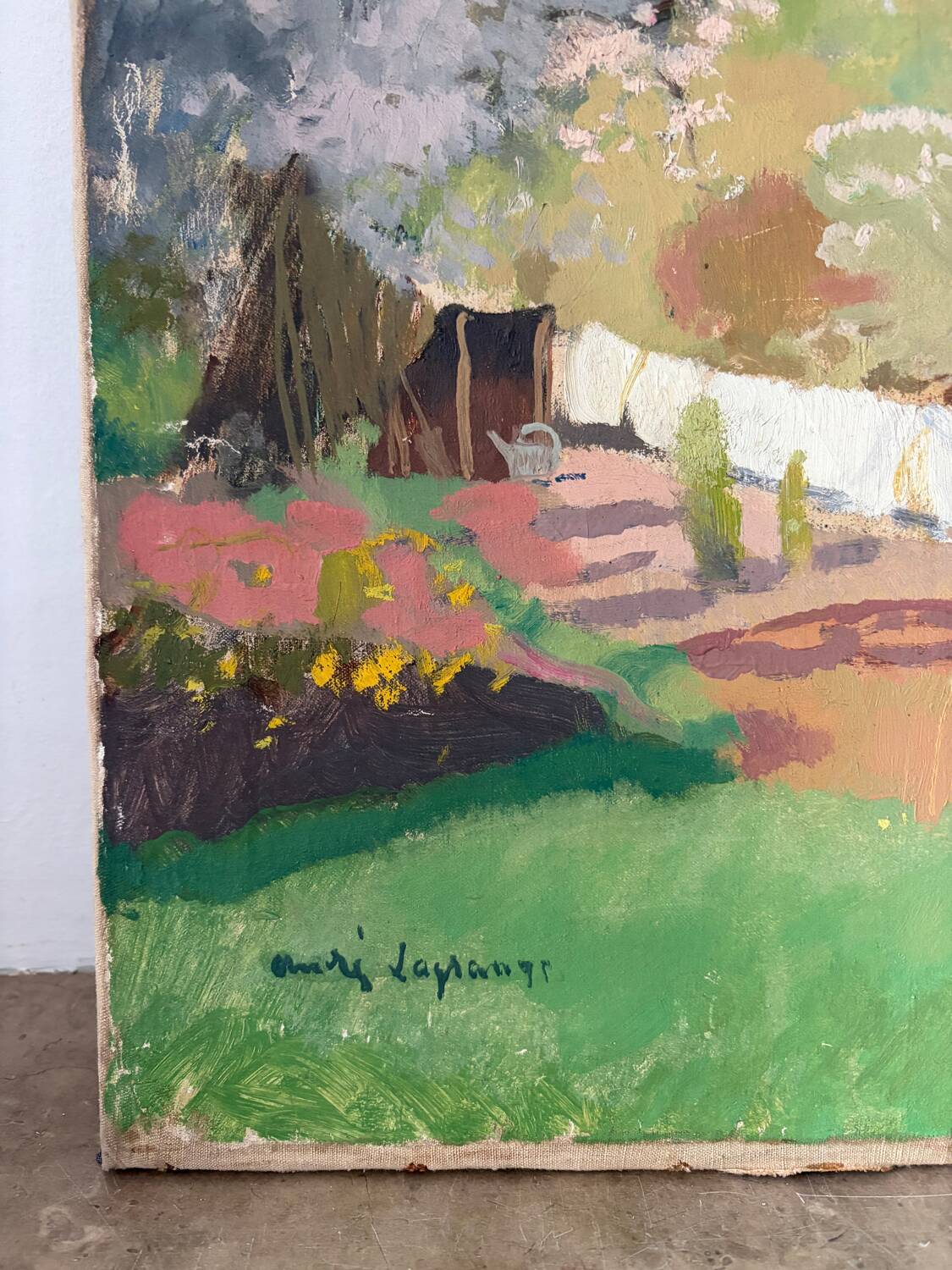 Landscape with goat, signed Lagrange.