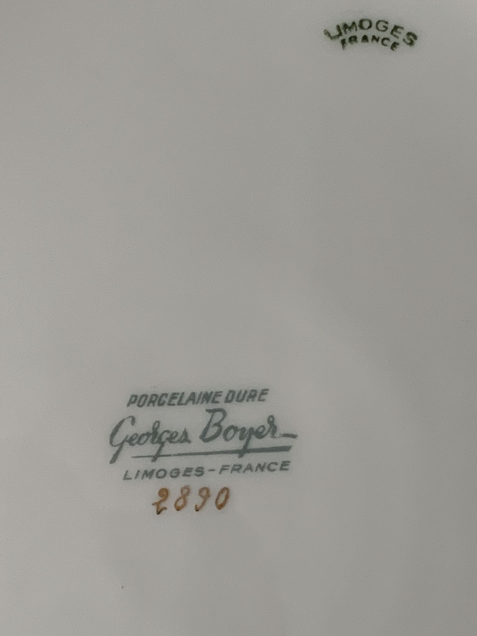 Cake service 6 dessert plates and 2 dishes Georges Boyer porcelain Limoges 1950