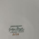 Cake service 6 dessert plates and 2 dishes Georges Boyer porcelain Limoges 1950