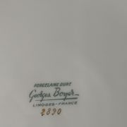 Cake service 6 dessert plates and 2 dishes Georges Boyer porcelain Limoges 1950