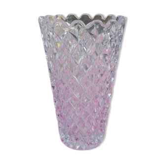 Vase vintage en verre pointe diamantée