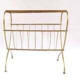 Brass magazine rack with shelf