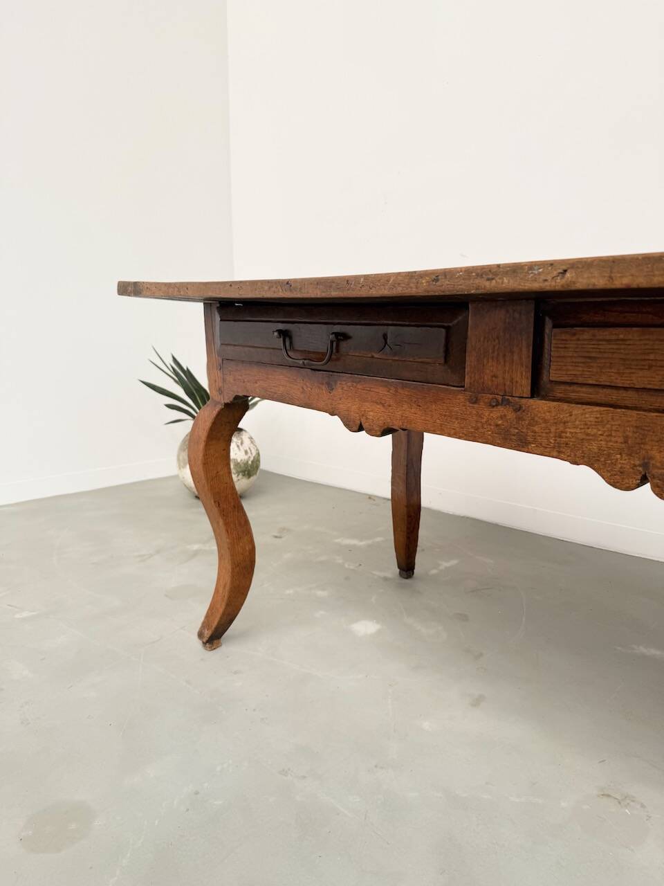 19th century walnut drapery table 2m1