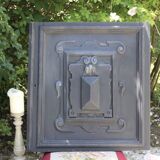 Old woodwork door with black patina