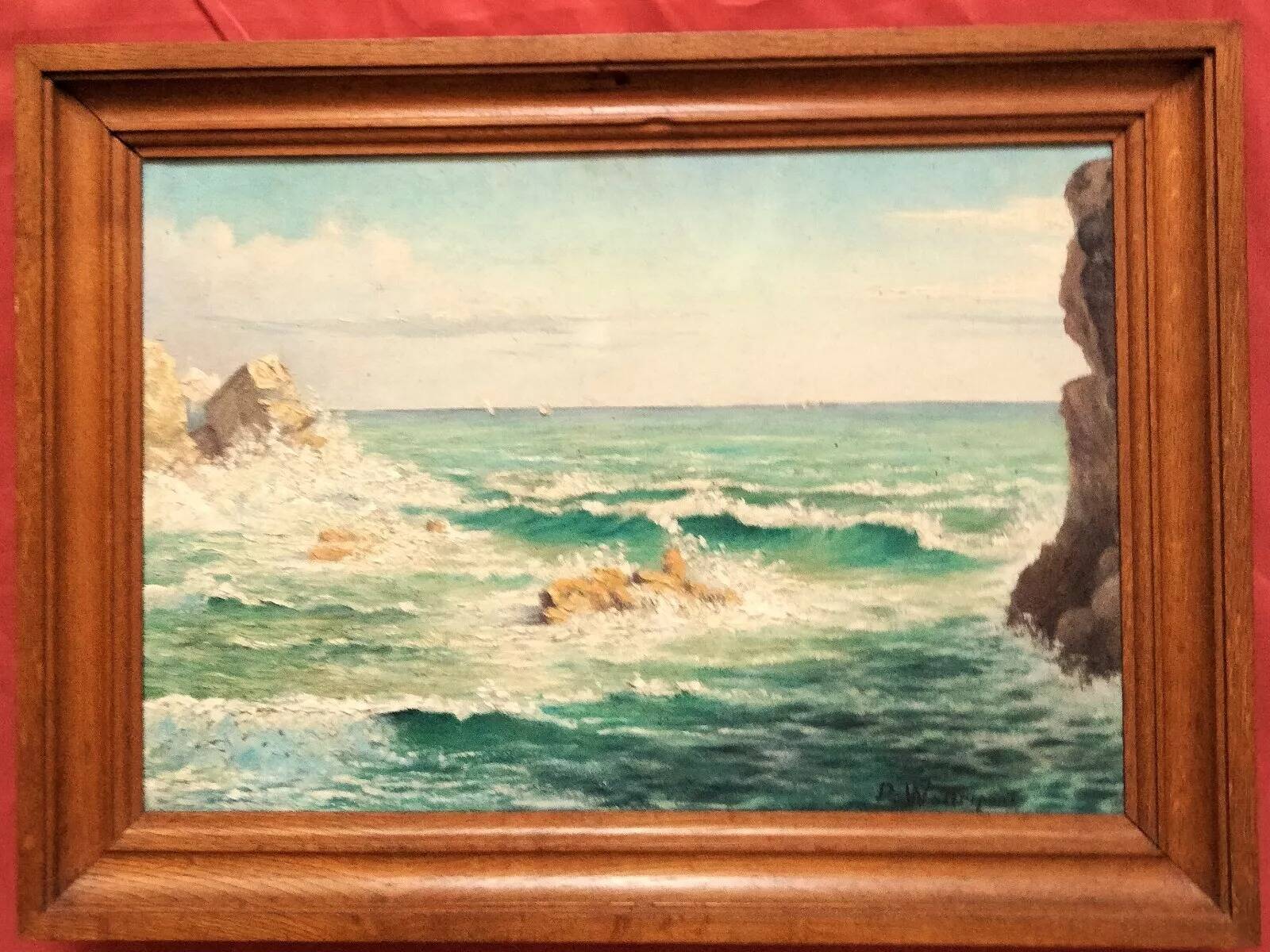 Late 20th Century Seascape Oil Painting, Framed