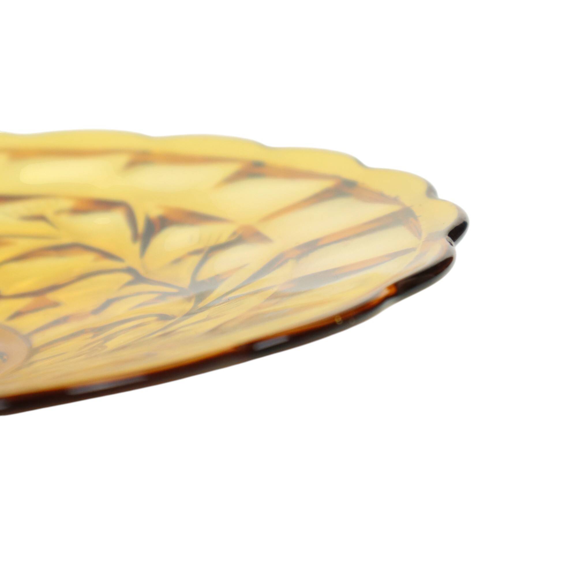 Art Deco Fruit Bowl Amber Pressed Glass Fait en Belgique