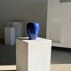 Modern vase oblong dark blue / dark purple H:19cm