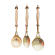 Brass holder with 3 brass & wood utensils