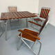Vintage folding garden set table 4 chairs wood and metal 1960