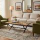 Vintage stone coffee table with a cast iron frame.