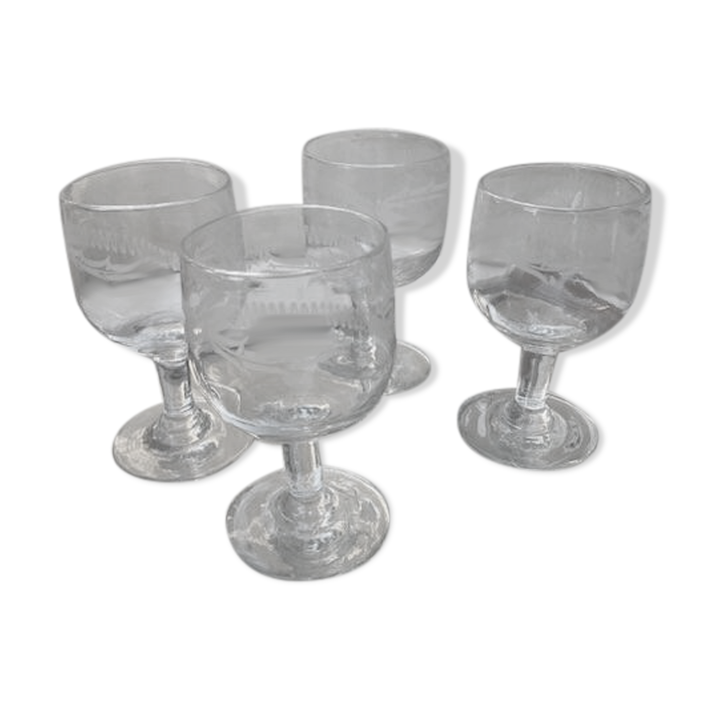 Set of 4 very old blown and engraved glasses