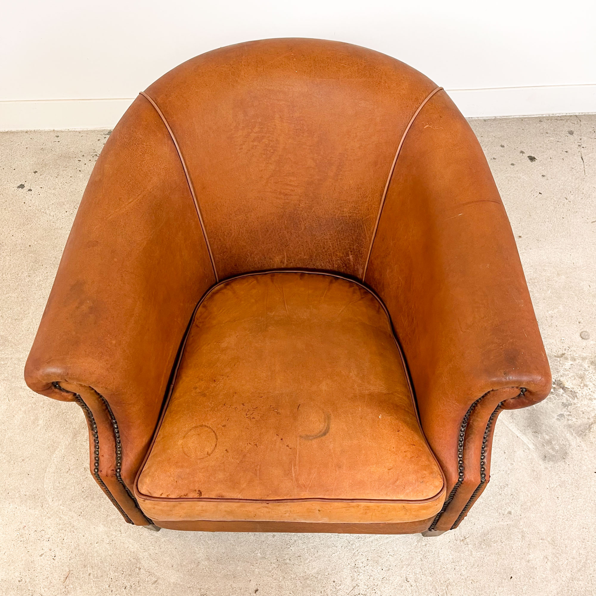 Vintage sheep leather club chair tub maastricht