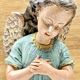 Altar angel statue 26.5 cm plaster santon church nativity scene