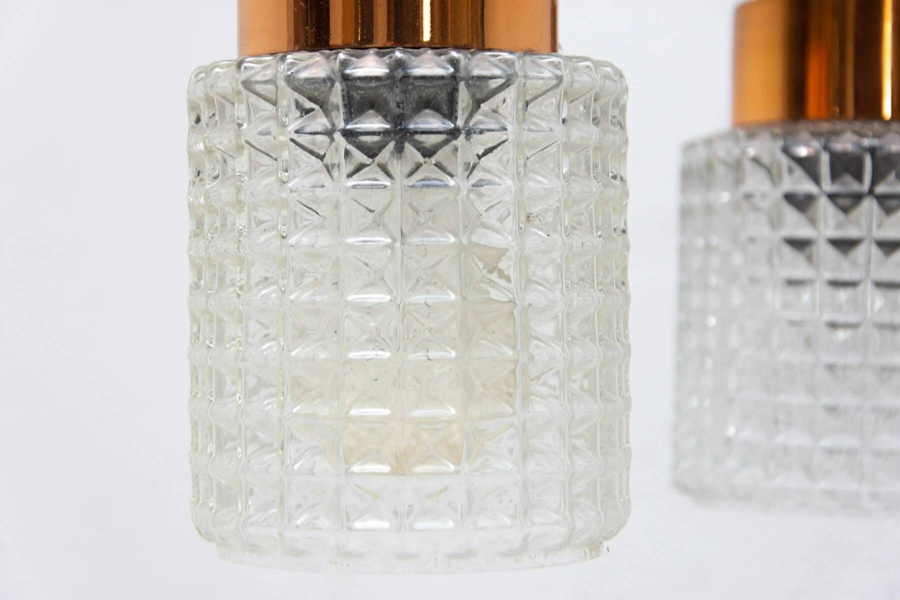 Czechoslovak brutalist light fixture, mid-century ceiling lighting, 1970s